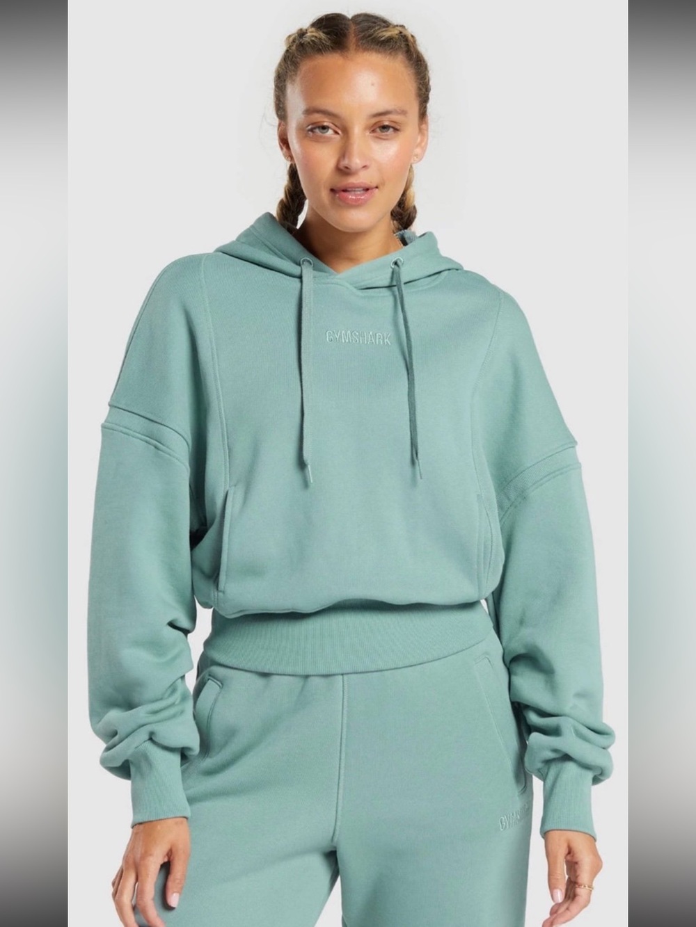 Gymshark Heavyweight Loopback Hoodie Duck Egg Blue/Green XL